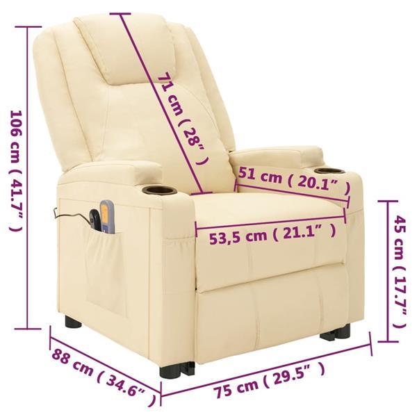 Grote foto vidaxl fauteuil inclinable de massage blanc cr me similicuir huis en inrichting stoelen