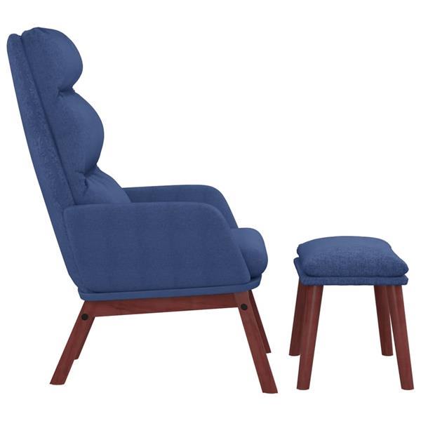 Grote foto vidaxl chaise de relaxation avec tabouret bleu tissu huis en inrichting stoelen