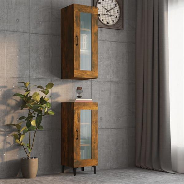 Grote foto vidaxl armoire murale suspendue ch ne fum 34 5x34x90 cm huis en inrichting overige