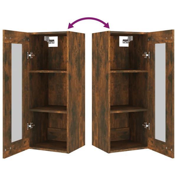 Grote foto vidaxl armoire murale suspendue ch ne fum 34 5x34x90 cm huis en inrichting overige