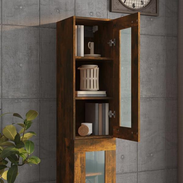 Grote foto vidaxl armoire murale suspendue ch ne fum 34 5x34x90 cm huis en inrichting overige