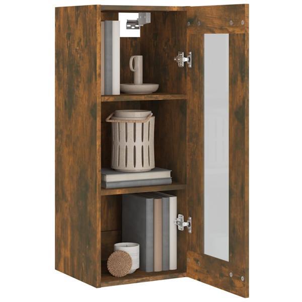 Grote foto vidaxl armoire murale suspendue ch ne fum 34 5x34x90 cm huis en inrichting overige