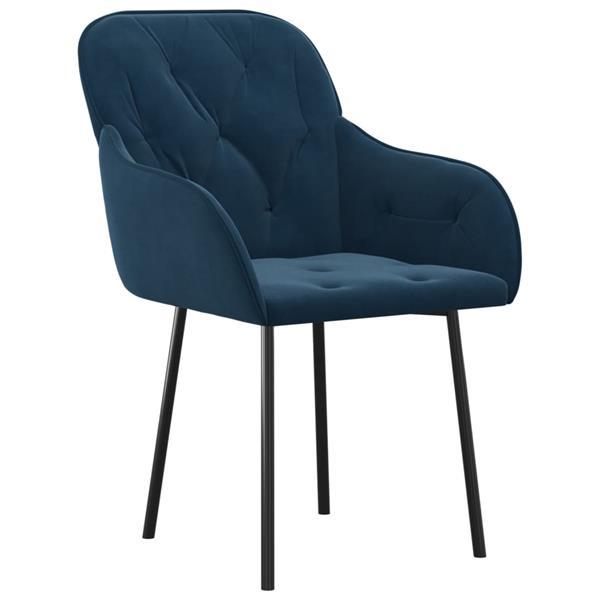Grote foto vidaxl chaises de salle manger 2 pcs bleu velours huis en inrichting stoelen