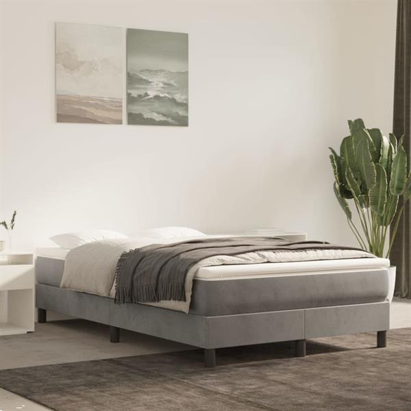 Grote foto vidaxl sommier ressorts de lit gris clair 120x200 cm velou huis en inrichting bedden