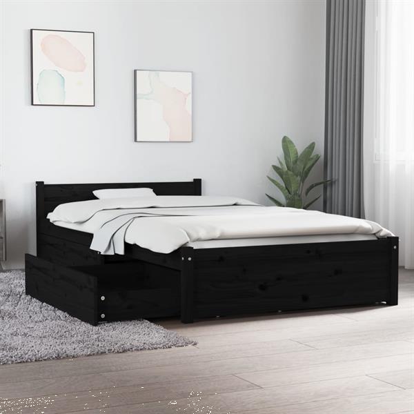 Grote foto vidaxl cadre de lit avec tiroirs noir 100x200 cm huis en inrichting bedden