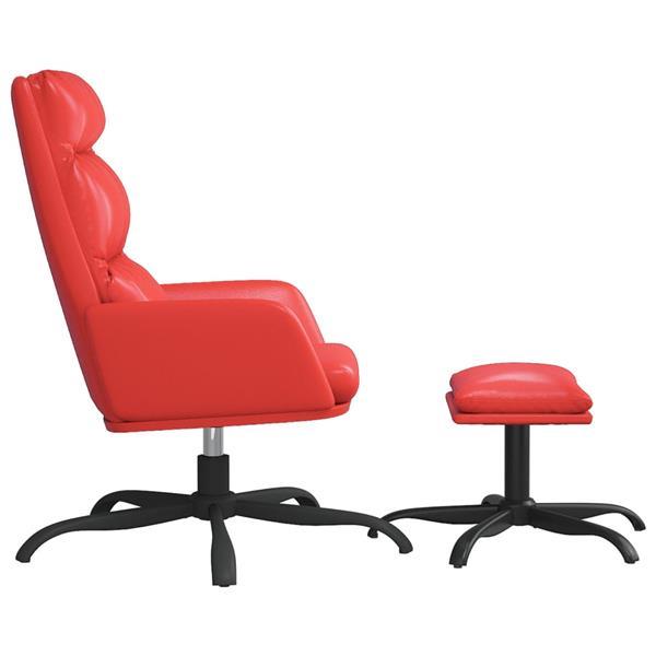 Grote foto vidaxl chaise de relaxation avec tabouret rouge similicuir huis en inrichting stoelen