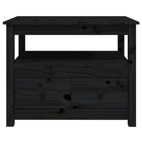 Grote foto vidaxl table basse noir 71x49x55 cm bois massif de pin huis en inrichting eettafels