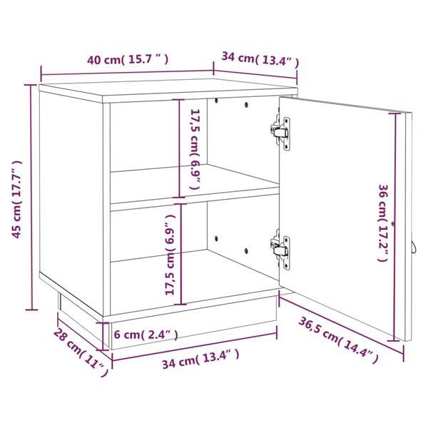 Grote foto vidaxl table de chevet gris 40x34x45 cm bois de pin solide huis en inrichting complete slaapkamers