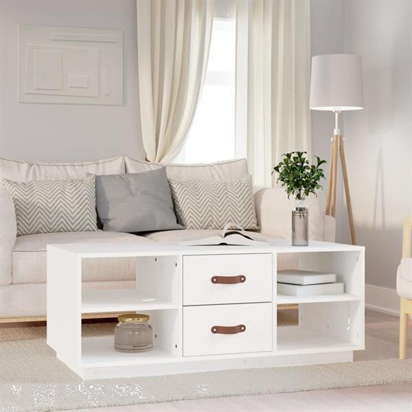 Grote foto vidaxl table basse blanc 100x50x41 cm bois massif de pin huis en inrichting eettafels