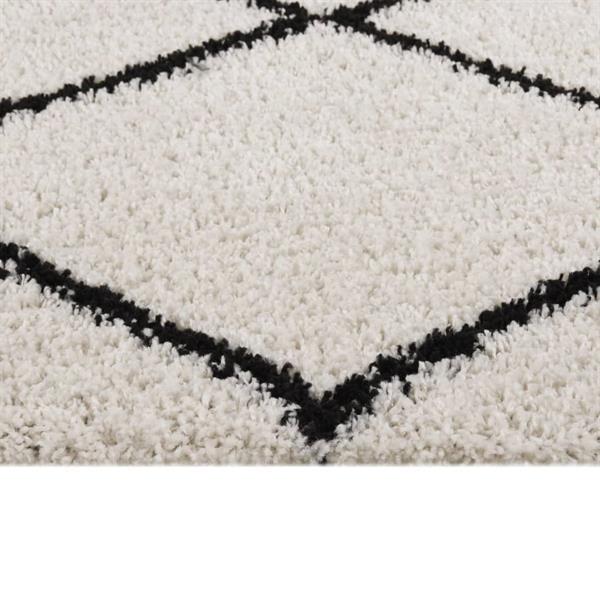 Grote foto vidaxl tapis shaggy poils longs noir et cr me 80x150 cm huis en inrichting vloerbedekking en kleden