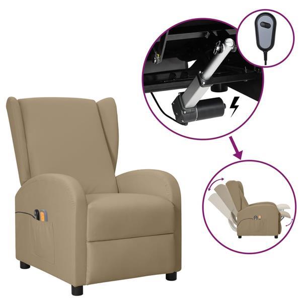 Grote foto vidaxl fauteuil de massage lectrique oreilles cappuccino huis en inrichting stoelen