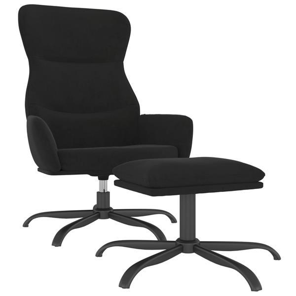 Grote foto vidaxl chaise de relaxation avec tabouret noir tissu microfi huis en inrichting stoelen