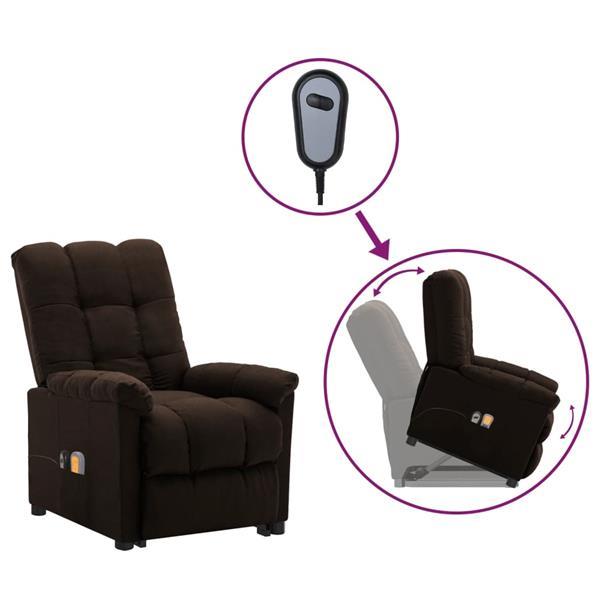 Grote foto vidaxl fauteuil inclinable de massage marron fonc tissu huis en inrichting stoelen
