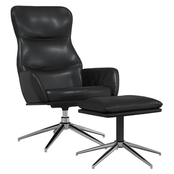 Grote foto vidaxl chaise de relaxation avec tabouret noir brillant simi huis en inrichting stoelen
