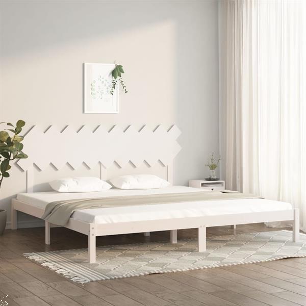 Grote foto vidaxl cadre de lit blanc 200x200 cm bois massif huis en inrichting bedden