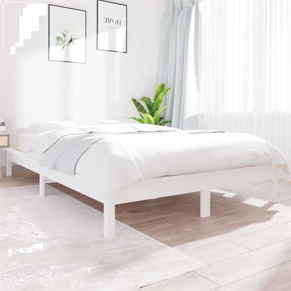 Grote foto vidaxl cadre de lit blanc 140x190 cm bois de pin massif huis en inrichting bedden