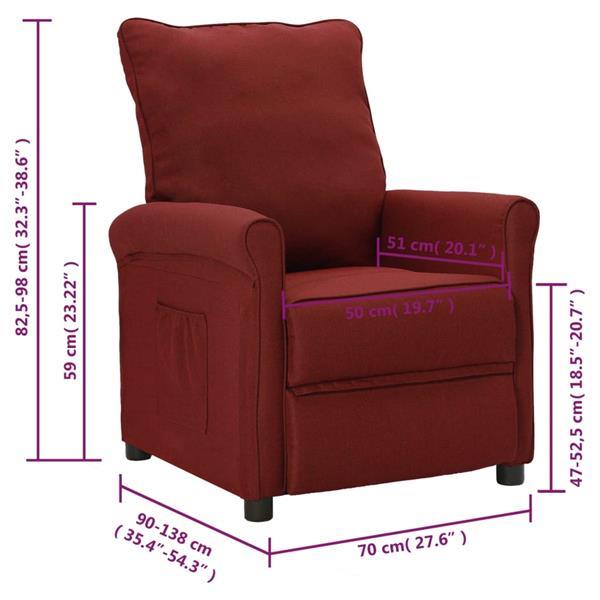 Grote foto vidaxl fauteuil inclinable rouge bordeaux tissu huis en inrichting stoelen
