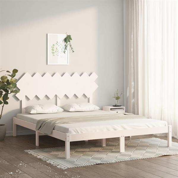 Grote foto vidaxl cadre de lit blanc 160x200 cm bois massif huis en inrichting bedden