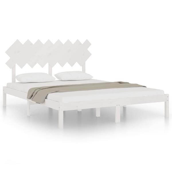 Grote foto vidaxl cadre de lit blanc 160x200 cm bois massif huis en inrichting bedden