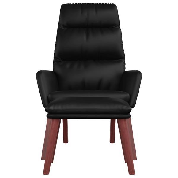 Grote foto vidaxl chaise de relaxation et tabouret noir cuir v ritable huis en inrichting stoelen