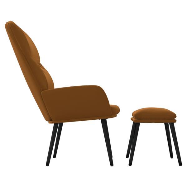 Grote foto vidaxl chaise de relaxation avec tabouret marron velours huis en inrichting stoelen