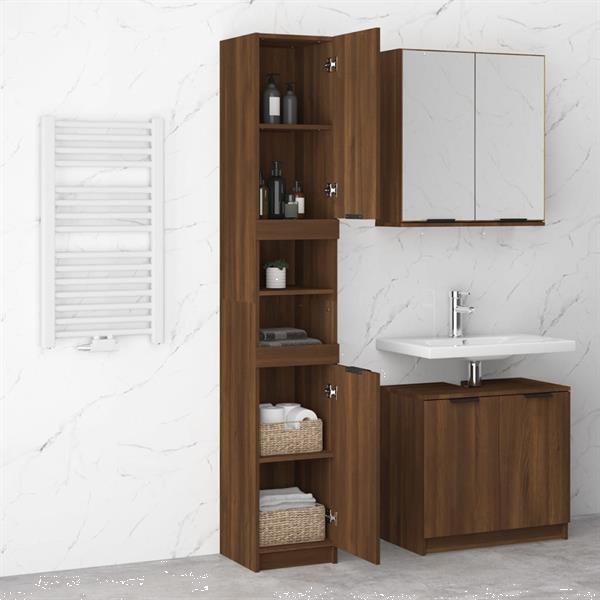 Grote foto vidaxl armoire de bain ch ne marron 32x34x188 5 cm bois d in huis en inrichting overige