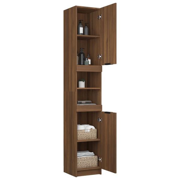 Grote foto vidaxl armoire de bain ch ne marron 32x34x188 5 cm bois d in huis en inrichting overige