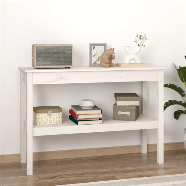 Grote foto vidaxl table console blanc 110x40x75 cm bois de pin solide huis en inrichting eettafels