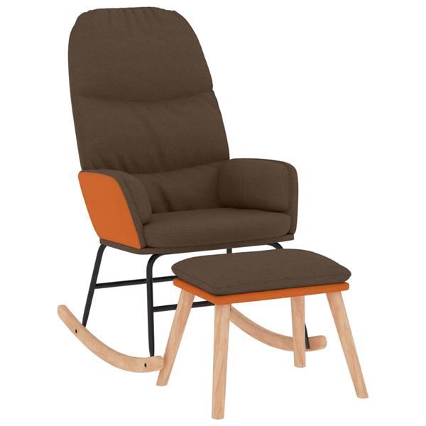 Grote foto vidaxl chaise bascule avec repose pied marron tissu huis en inrichting stoelen