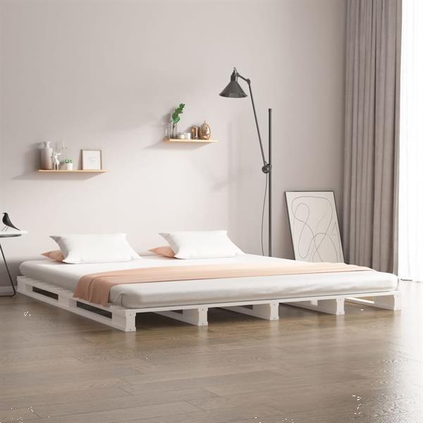 Grote foto vidaxl cadre de lit blanc 150x200 cm bois de pin massif tr s huis en inrichting bedden