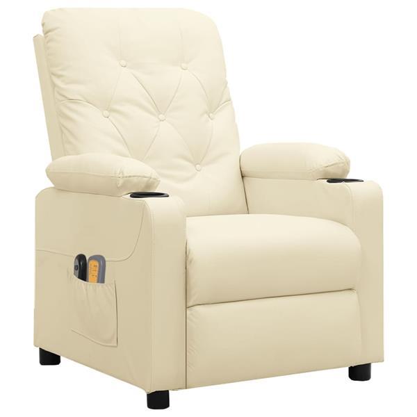 Grote foto vidaxl fauteuil inclinable lectrique de massage cr me simil huis en inrichting stoelen