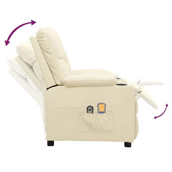 Grote foto vidaxl fauteuil inclinable lectrique de massage cr me simil huis en inrichting stoelen
