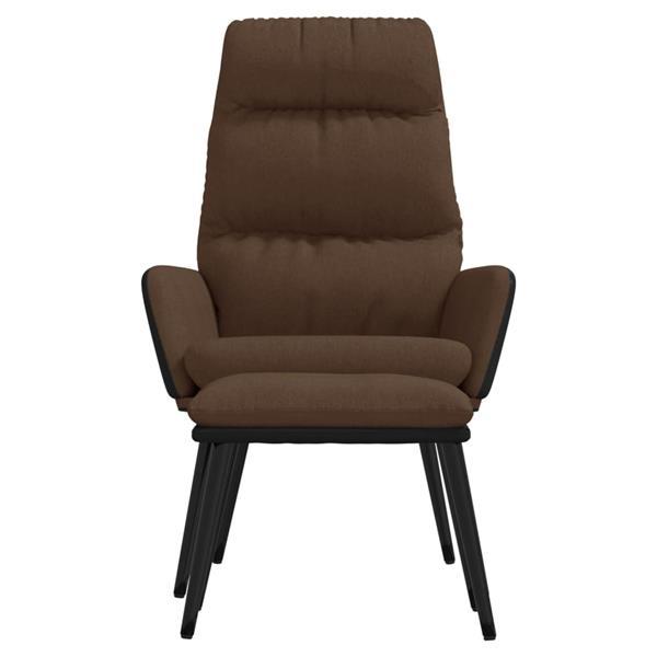 Grote foto vidaxl chaise de relaxation avec tabouret marron tissu et si huis en inrichting stoelen