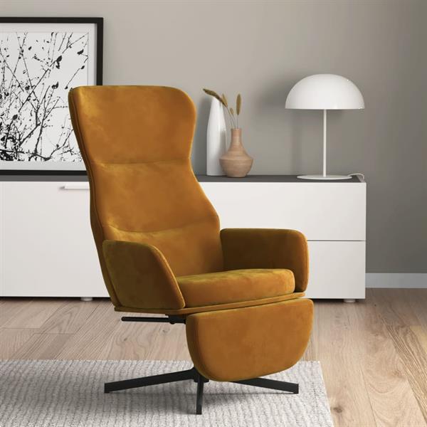 Grote foto vidaxl chaise de relaxation avec repose pied marron velours huis en inrichting stoelen