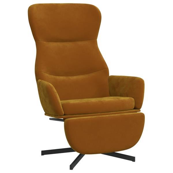 Grote foto vidaxl chaise de relaxation avec repose pied marron velours huis en inrichting stoelen