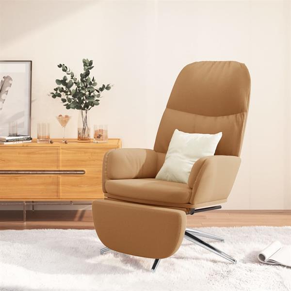 Grote foto vidaxl chaise de relaxation avec repose pied taupe similicui huis en inrichting stoelen