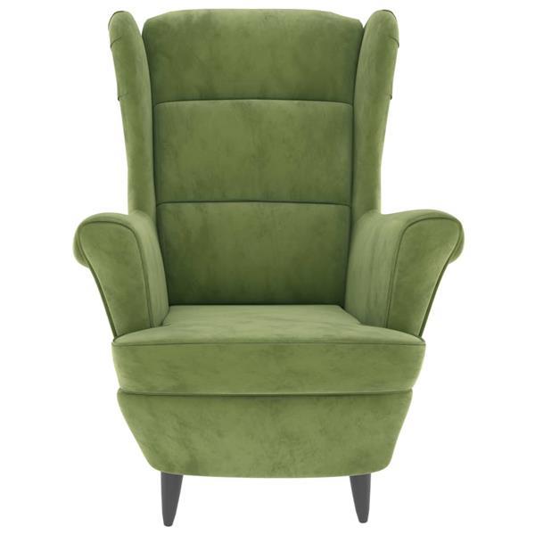 Grote foto vidaxl fauteuil oreilles avec tabouret vert clair velours huis en inrichting stoelen