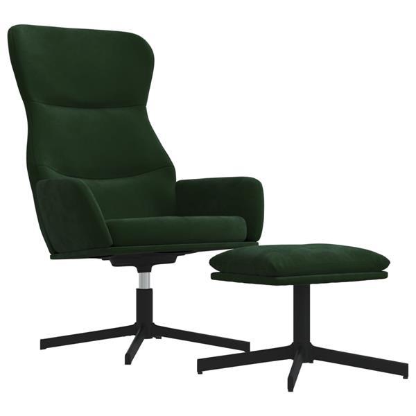 Grote foto vidaxl chaise de relaxation avec tabouret vert fonc velours huis en inrichting stoelen