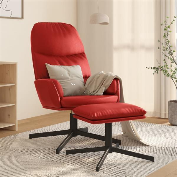 Grote foto vidaxl chaise de relaxation avec tabouret bordeaux similicui huis en inrichting stoelen