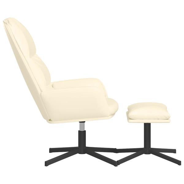 Grote foto vidaxl chaise de relaxation avec tabouret blanc cr me simili huis en inrichting stoelen