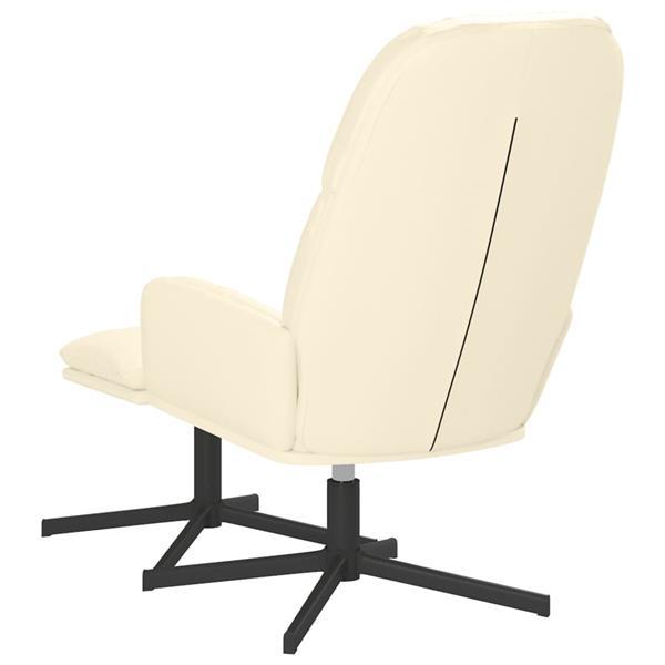 Grote foto vidaxl chaise de relaxation avec tabouret blanc cr me simili huis en inrichting stoelen