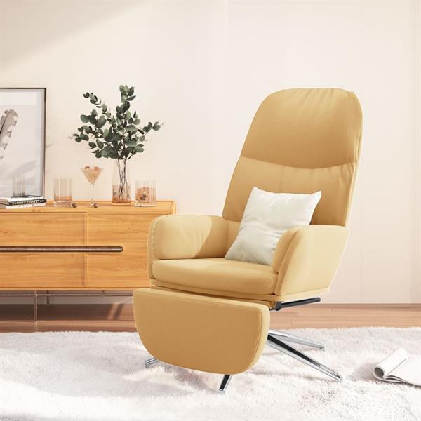 Grote foto vidaxl chaise de relaxation et repose pied blanc cr me simil huis en inrichting stoelen