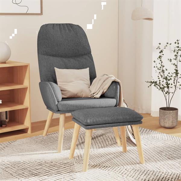 Grote foto vidaxl chaise de relaxation avec tabouret gris clair tissu huis en inrichting stoelen