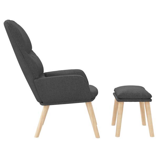 Grote foto vidaxl chaise de relaxation avec tabouret gris fonc tissu huis en inrichting stoelen