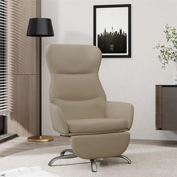 Grote foto vidaxl chaise de relaxation et repose pied gris clair tissu huis en inrichting stoelen