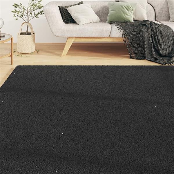 Grote foto vidaxl tapis shaggy poils longs noir 80x150 cm huis en inrichting vloerbedekking en kleden