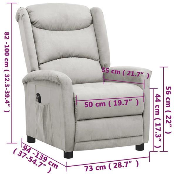 Grote foto vidaxl fauteuil inclinable lectrique gris clair tissu micro huis en inrichting stoelen