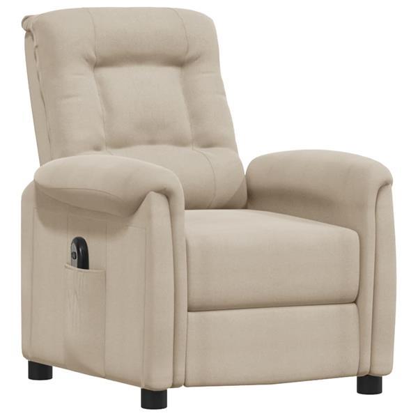 Grote foto vidaxl fauteuil inclinable lectrique cr me tissu microfibre huis en inrichting stoelen