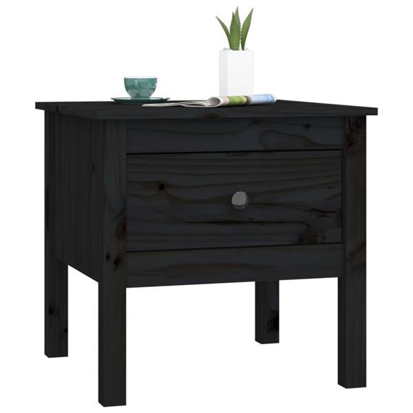 Grote foto vidaxl table d appoint noir 50x50x49 cm bois massif de pin huis en inrichting eettafels