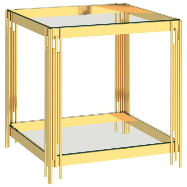 Grote foto vidaxl table basse dor 55x55x55 cm acier inoxydable et verr huis en inrichting eettafels